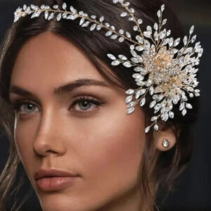 Unique 4pc.Hamdmade Bridal Headpiece Ensemble